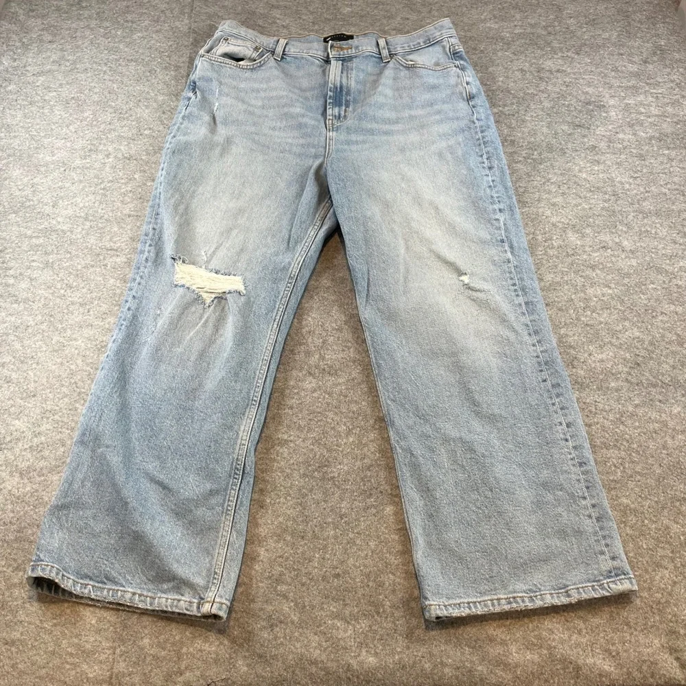 ASOS DESIGN Mens Wide Leg Light Wash Ripped Distressed Skater Jeans 34/32 Blue
